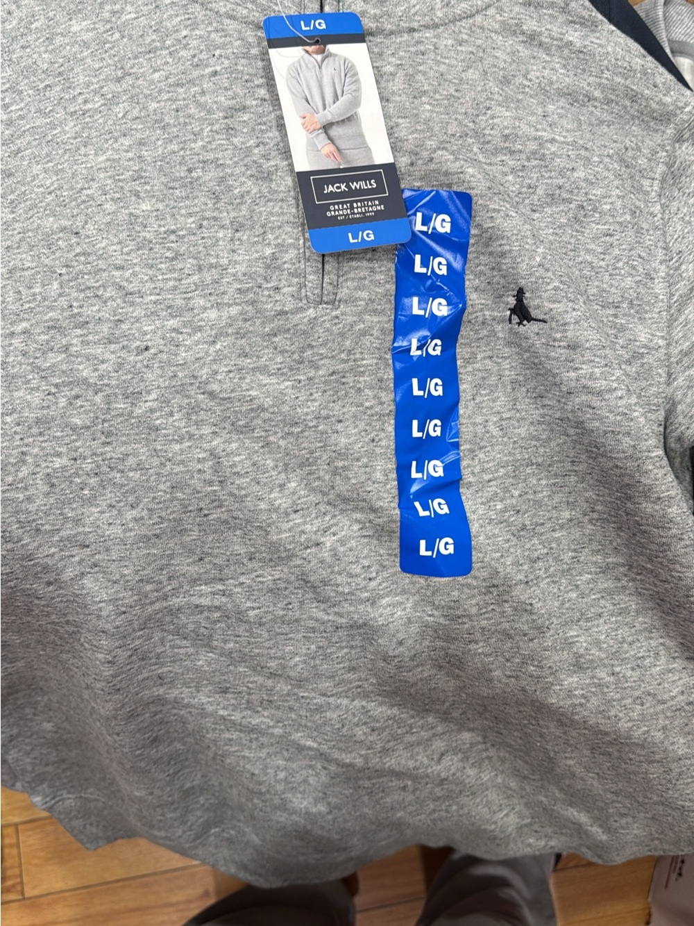 Jack Wills Grey Long-Sleeve Henley Polo with Black Logo